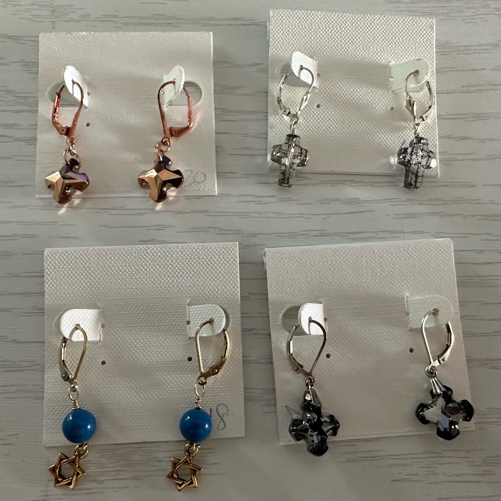 Swarovski Crystal religious earrings SS/14ktgf new